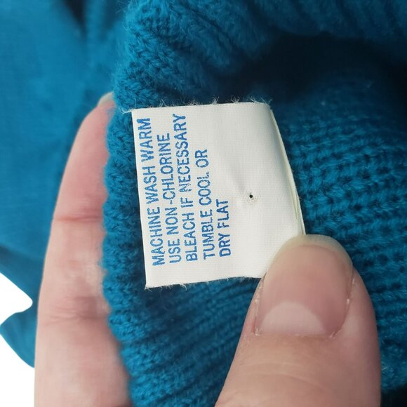 Vintage Let Kids Teal Knit Football Knit Sweater Pants Beanie Hat 70s Retro 24M - Picture 9 of 15